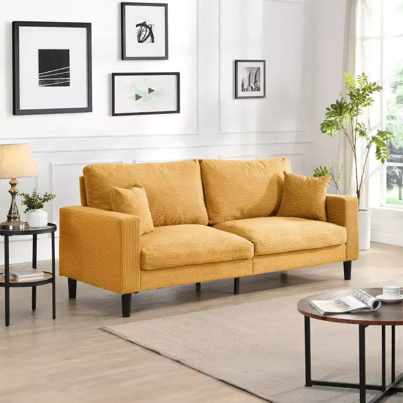 3-Seat Upholstered Sofa with Wooden Frame