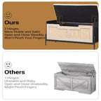 Rattan Storage Bench with Cushion and Safety Hinge