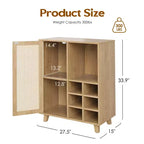 47" Sideboard Cabinet with Wine Racks, Buffet Storage Cabinet for Living Room, Kitchen or Entryway, Beige