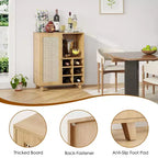 47" Sideboard Cabinet with Wine Racks, Buffet Storage Cabinet for Living Room, Kitchen or Entryway, Beige