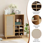 47" Sideboard Cabinet with Wine Racks, Buffet Storage Cabinet for Living Room, Kitchen or Entryway, Beige