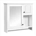 30 in. W x 27 in. H Rectangular MDF Medicine Cabinet with Mirror, Adjustable Shelves and Towel Bar, White