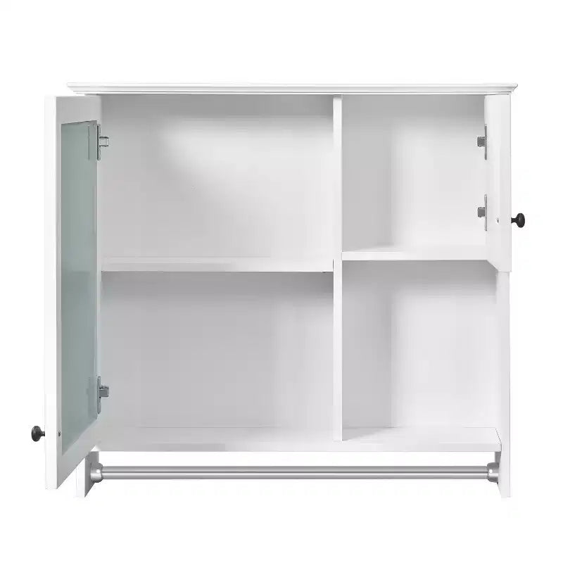 30 in. W x 27 in. H Rectangular MDF Medicine Cabinet with Mirror, Adjustable Shelves and Towel Bar, White