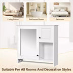 30 in. W x 27 in. H Rectangular MDF Medicine Cabinet with Mirror, Adjustable Shelves and Towel Bar, White