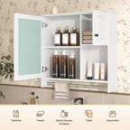 30 in. W x 27 in. H Rectangular MDF Medicine Cabinet with Mirror, Adjustable Shelves and Towel Bar, White
