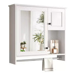 30 in. W x 27 in. H Rectangular MDF Medicine Cabinet with Mirror, Adjustable Shelves and Towel Bar, White