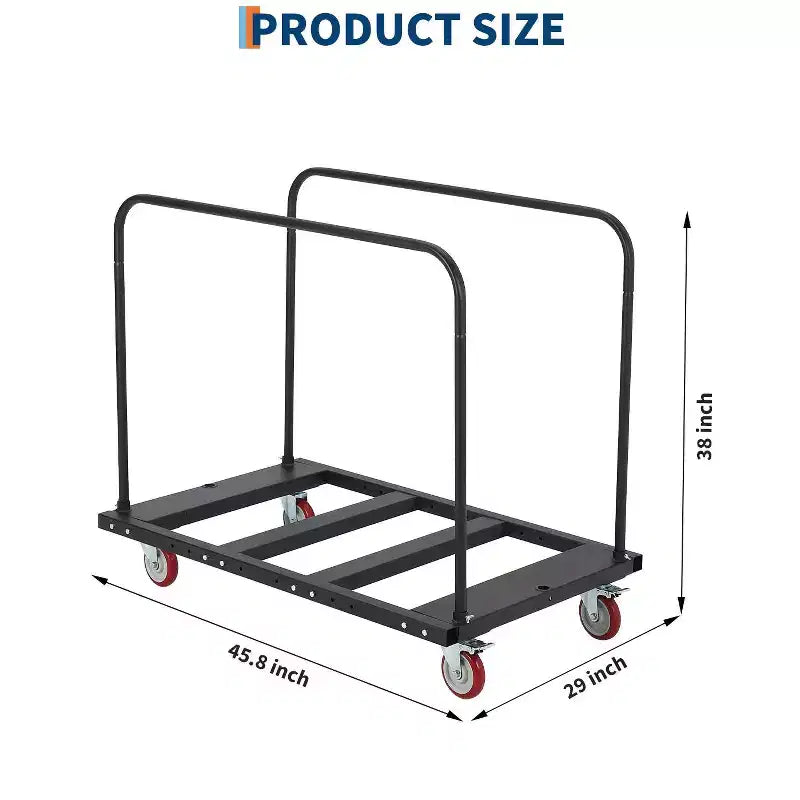 Folding Table Cart with 1800 lb Capacity and Locking Swivel Wheels