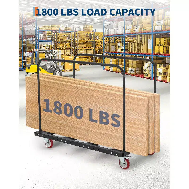 Folding Table Cart with 1800 lb Capacity and Locking Swivel Wheels