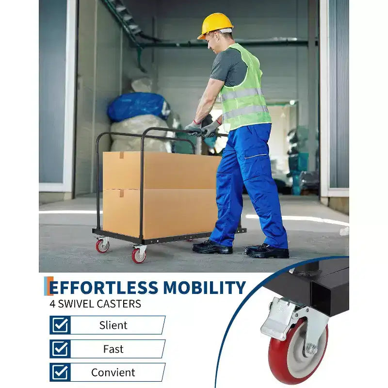 Folding Table Cart with 1800 lb Capacity and Locking Swivel Wheels