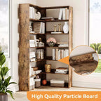 L-Shaped 6-Tier Corner Bookshelf with Safety Baffles