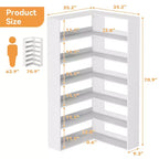 L-Shaped 6-Tier Corner Bookshelf with Safety Baffles
