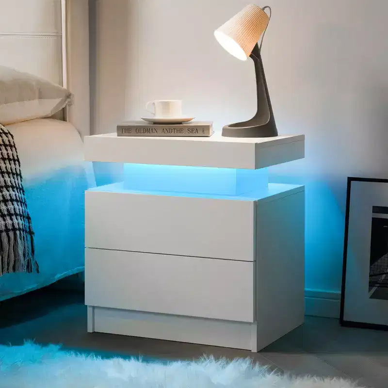 Nightstand with 2 Drawers and Open Shelf – White