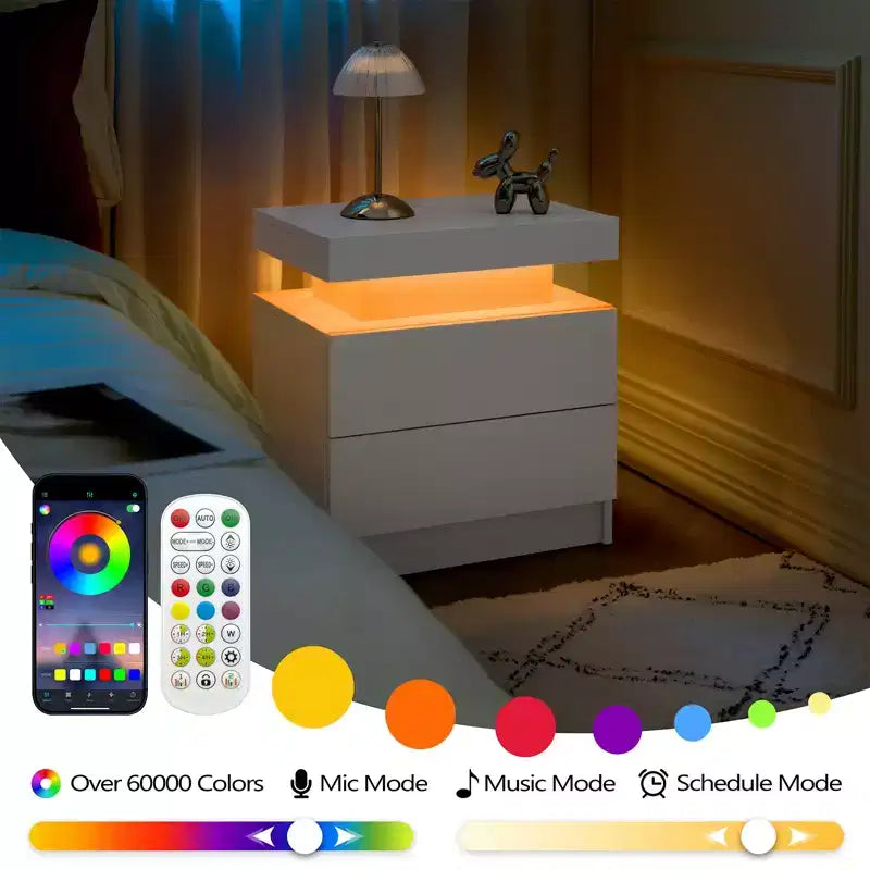 Nightstand with 2 Drawers and Open Shelf – White