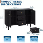 47" Fluted Sideboard Cabinet with 2 Doors and 3 Drawers, Black