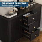 47" Fluted Sideboard Cabinet with 2 Doors and 3 Drawers, Black
