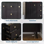 47" Fluted Sideboard Cabinet with 2 Doors and 3 Drawers, Black
