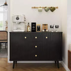 47" Fluted Sideboard Cabinet with 2 Doors and 3 Drawers, Black