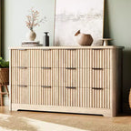 Fluted 6-Drawer Dresser with Wide Top for Bedroom and Living Room