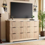 Fluted 6-Drawer Dresser with Wide Top for Bedroom and Living Room