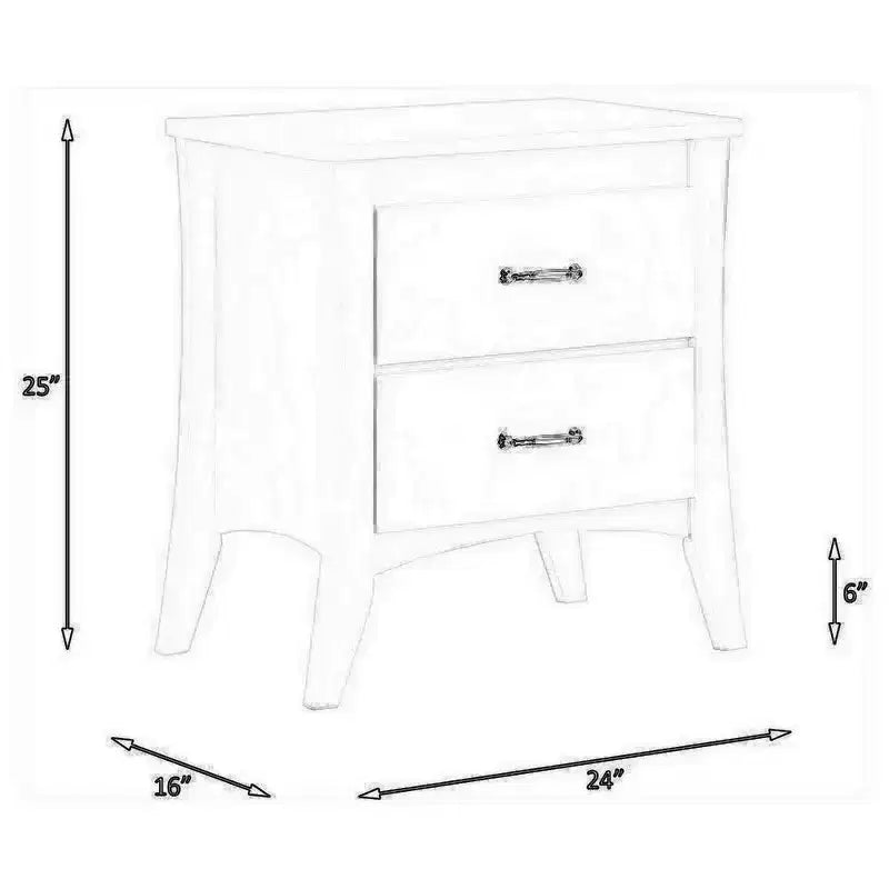 2-Drawer Wood Nightstand, White