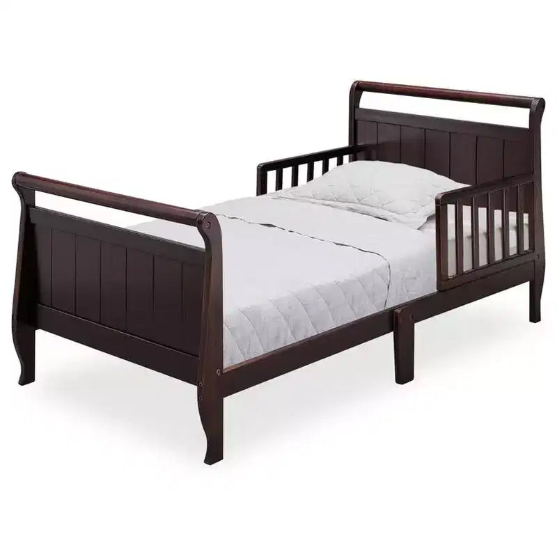 Wood Sleigh Toddler Bed with Bedrails