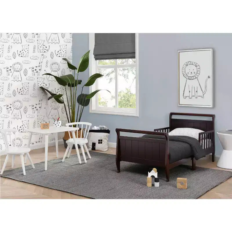 Wood Sleigh Toddler Bed with Bedrails