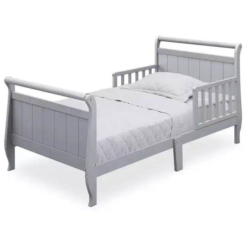 Wood Sleigh Toddler Bed with Bedrails