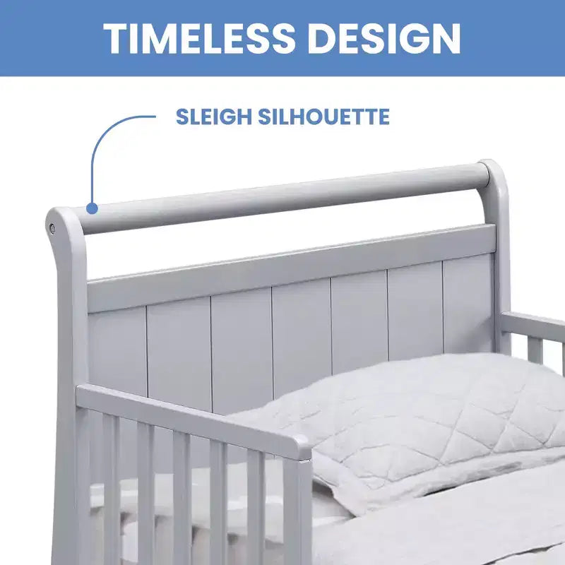Wood Sleigh Toddler Bed with Bedrails