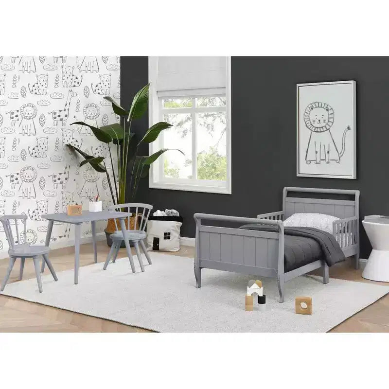 Wood Sleigh Toddler Bed with Bedrails