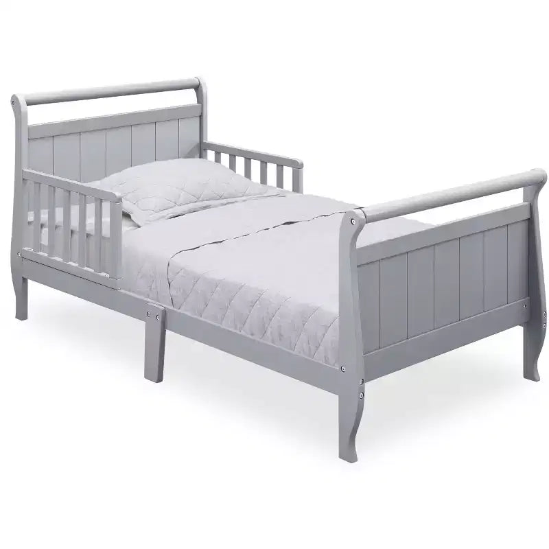 Wood Sleigh Toddler Bed with Bedrails
