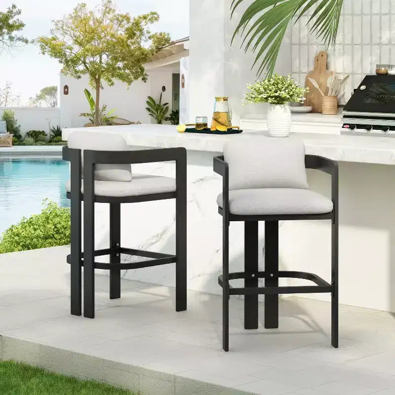 Modern Aluminum Outdoor Bar Stools with Cushion