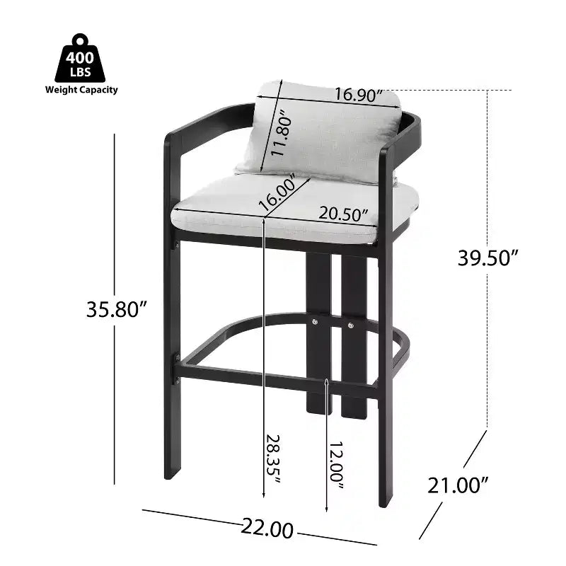 Modern Aluminum Outdoor Bar Stools with Cushion