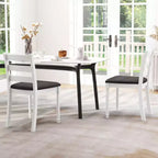 Wooden Dining Chair Set of 2 with Padded Cushion and High Back