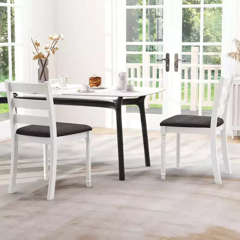 Wooden Dining Chair Set of 2 with Padded Cushion and High Back