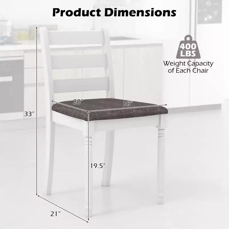 Wooden Dining Chair Set of 2 with Padded Cushion and High Back