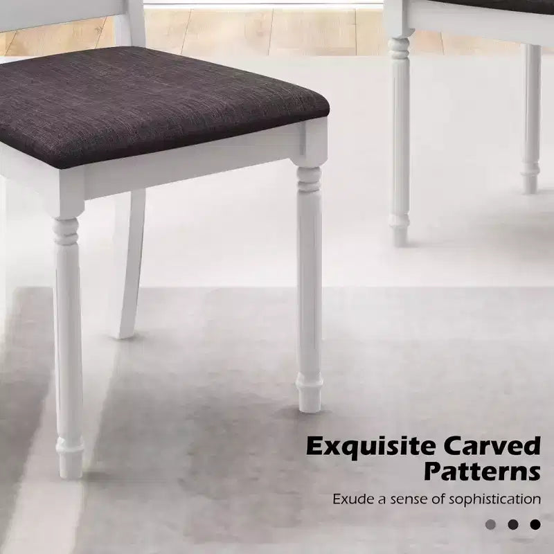 Wooden Dining Chair Set of 2 with Padded Cushion and High Back