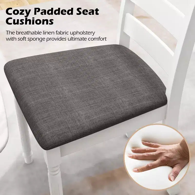 Wooden Dining Chair Set of 2 with Padded Cushion and High Back
