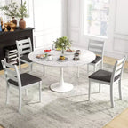 Wooden Dining Chair Set of 2 with Padded Cushion and High Back
