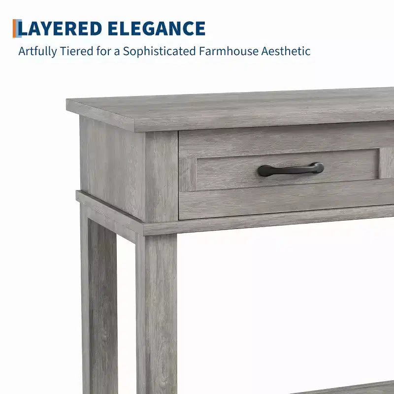 Console Table with 3 Drawers and Open Shelves, 54-Inch Farmhouse Entryway Table