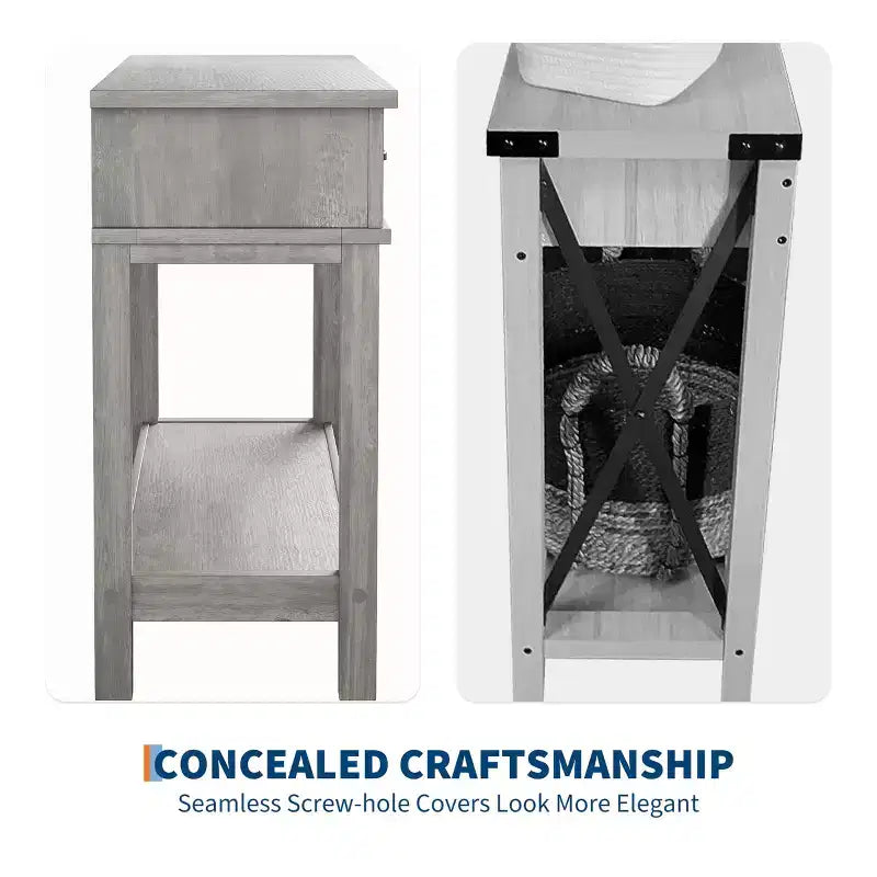 Console Table with 3 Drawers and Open Shelves, 54-Inch Farmhouse Entryway Table