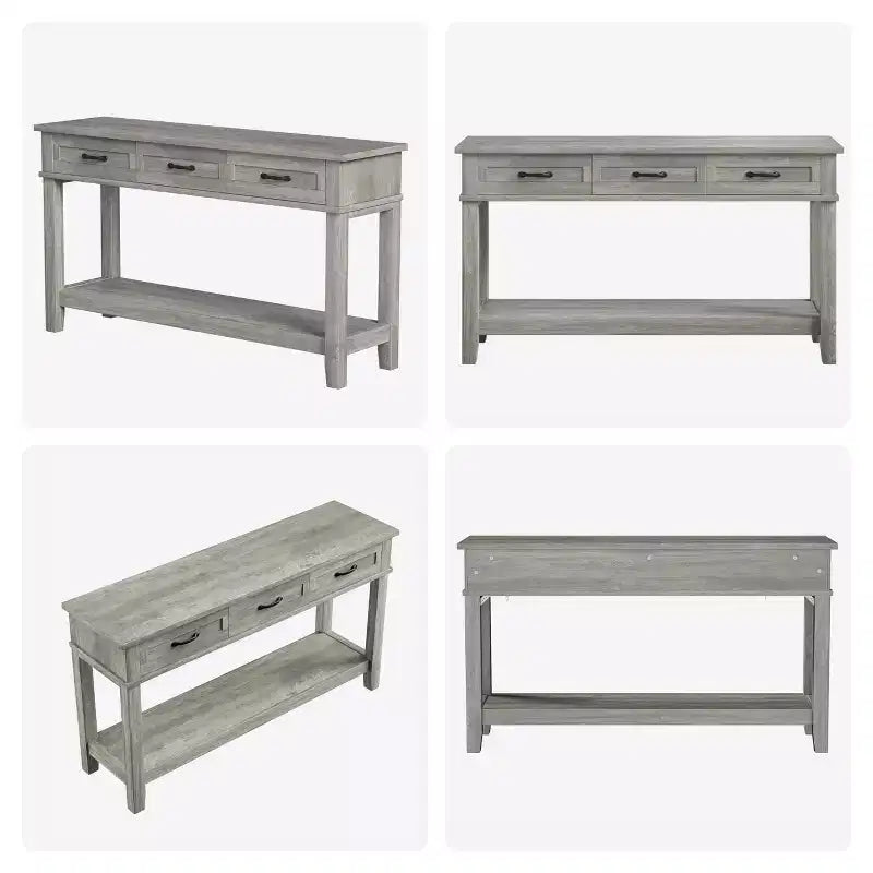 Console Table with 3 Drawers and Open Shelves, 54-Inch Farmhouse Entryway Table