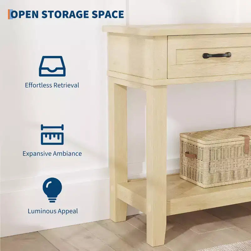 Console Table with 3 Drawers and Open Shelves, 54-Inch Farmhouse Entryway Table