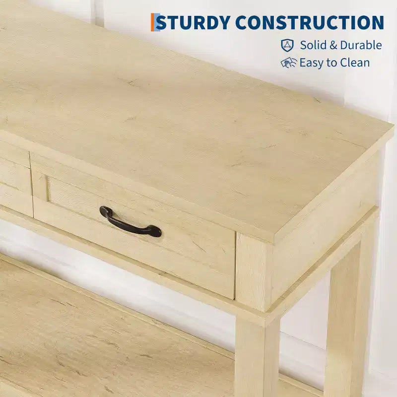 Console Table with 3 Drawers and Open Shelves, 54-Inch Farmhouse Entryway Table