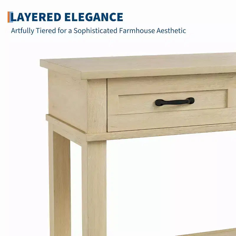 Console Table with 3 Drawers and Open Shelves, 54-Inch Farmhouse Entryway Table