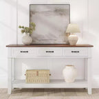 Console Table with 3 Drawers and Open Shelves, 54-Inch Farmhouse Entryway Table