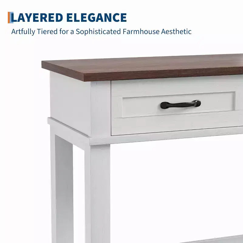 Console Table with 3 Drawers and Open Shelves, 54-Inch Farmhouse Entryway Table