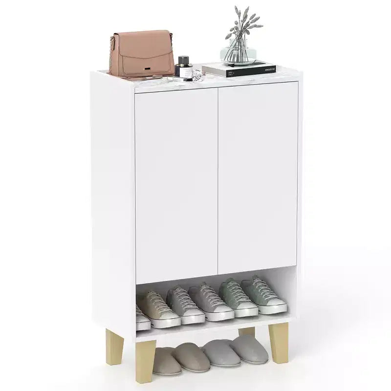 Costway Shoe Storage Cabinet Freestanding Shoe Organizer w/ Anti-tipping Kit Open Shelf
