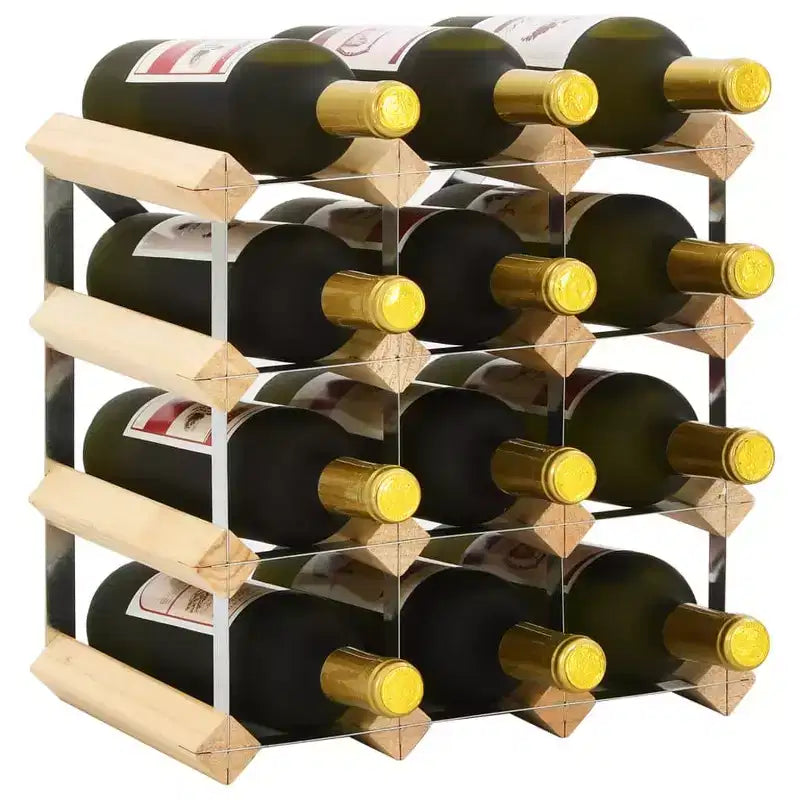 Countertop Wine Rack Bottle Holder with Solid Wood and Metal Frame