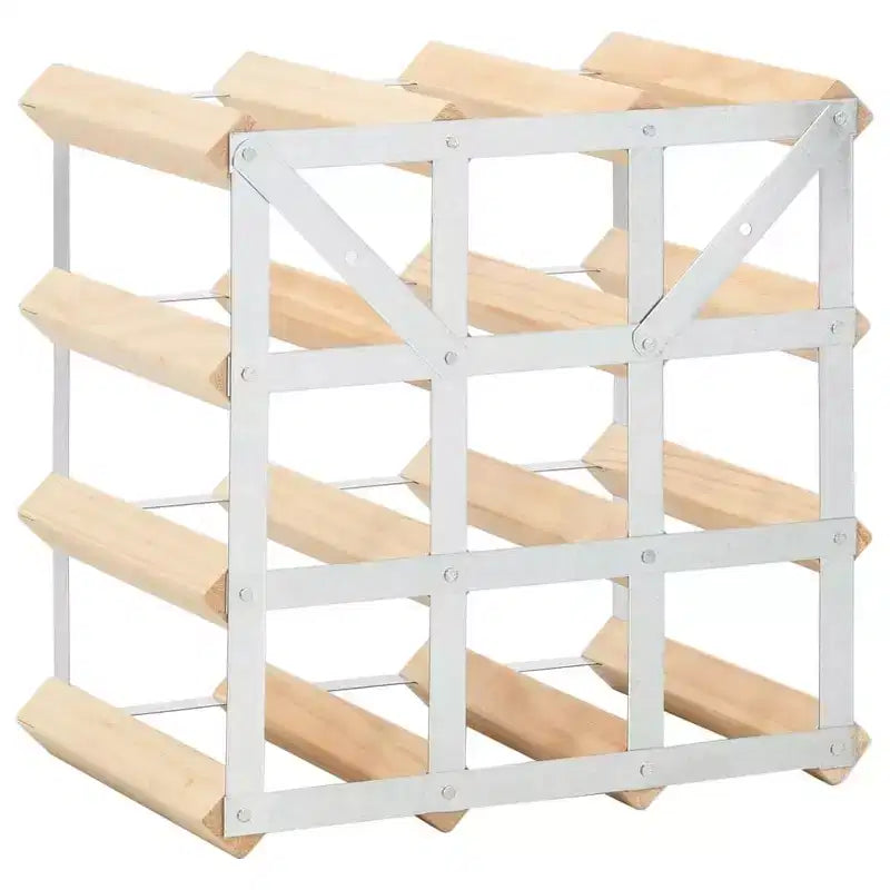 Countertop Wine Rack Bottle Holder with Solid Wood and Metal Frame