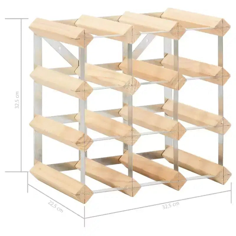 Countertop Wine Rack Bottle Holder with Solid Wood and Metal Frame